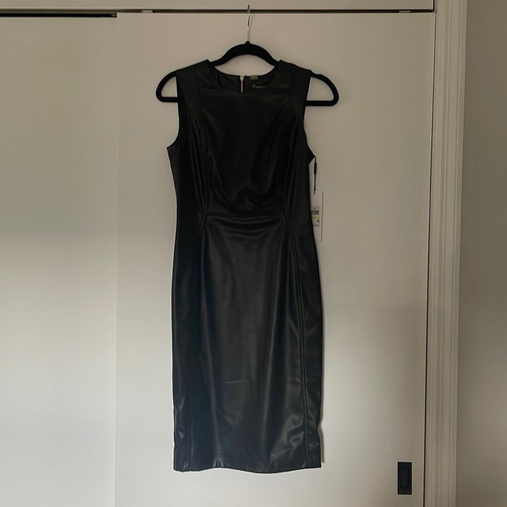 Calvin Klein faux leather black dress size 4